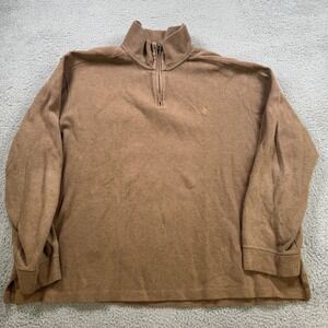Polo Ralph Lauren Mens XXL Brown 100% Cotton Quarter Zip Pullover Sweater